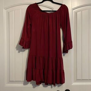 Honeyme size small red ruffle boutique tunic with sparkle